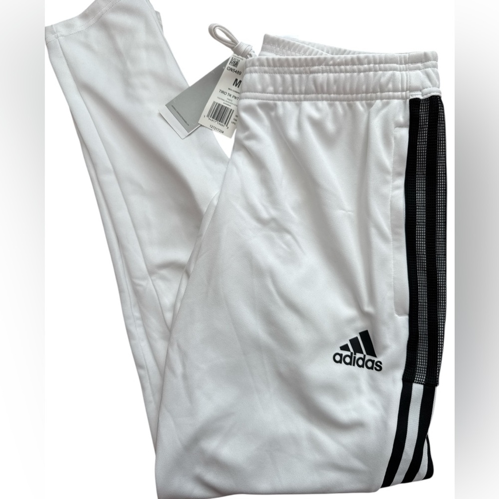 Adidas Soccer/Futbol Pants‎ White & Black Size Medium Men’s NWTS Zipper Bottoms